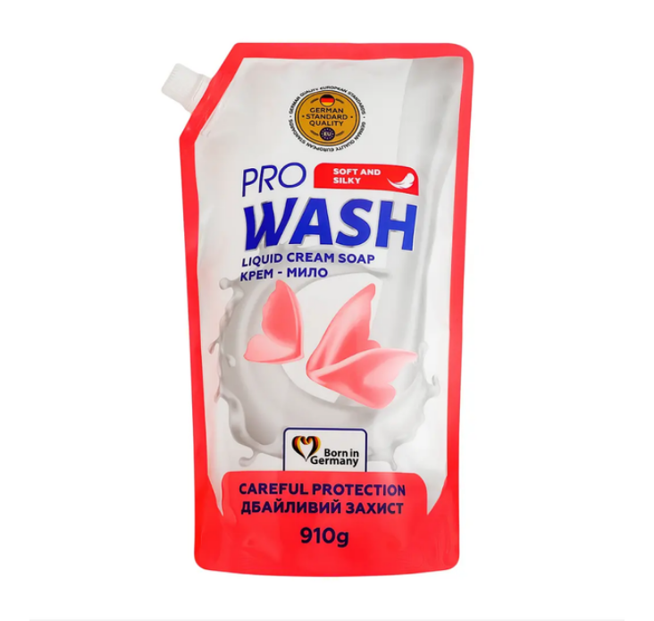 PRO WASH Рідке крем-мило дой-пак 910г Дбайливий догляд NEW, шт